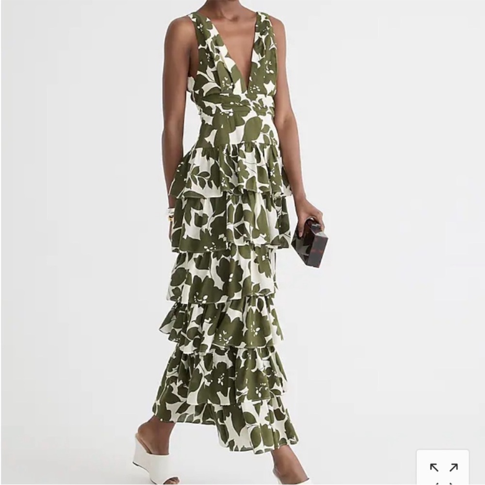J. Crew collection plunge neck in leafy floral, size 0